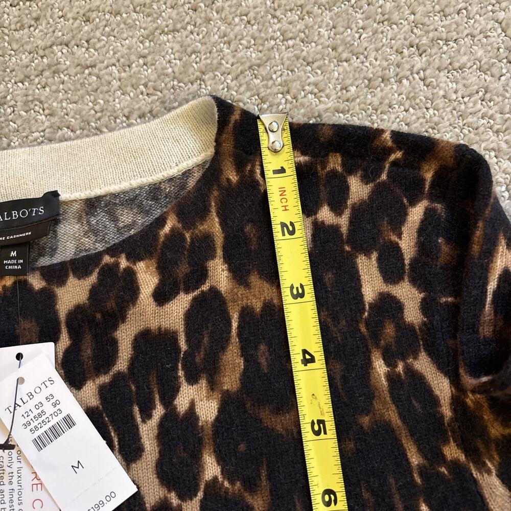 Talbots Sweater Size M Pure Cashmere Leopard Print 3/4 Sleeve Womens NWT - Picture 6 of 8